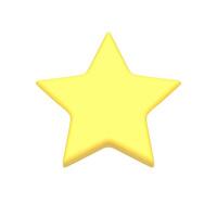 Bright yellow five pointed star glossy rating best award badge front view realistic 3d icon vector