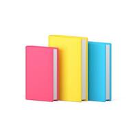 Three paper textbook notebook standing realistic 3d icon illustration. Educational book vector