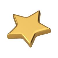 Golden star premium metallic flying rating feedback leadership mark realistic 3d icon vector