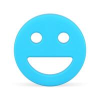 contento azul sonriente emoji positivo estado animico circulo cara avatar con ojos boca realista 3d icono vector