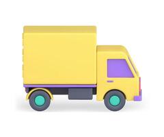 Yellow delivery truck cargo courier shipment service express transportation 3d icon vector