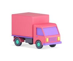 Pink truck cargo logistic delivery goods order express transportation realistic 3d icon vector