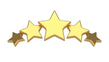 Golden five stars rating award quality evaluation premium badge realistic 3d icon vector