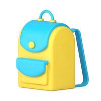 Back to school pupil backpack for carrying personal supplies on back realistic 3d icon vector