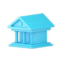 Antique blue building facade with columns realistic 3d icon isometric illustration vector