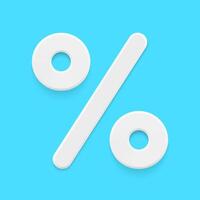 White percentage mathematical symbol line and two circle on blue background realistic 3d icon vector