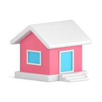 Cute countryside house residential apartment construction exterior realistic 3d icon vector