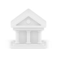 White marble antique building public government apartment court bank classic exterior 3d icon vector