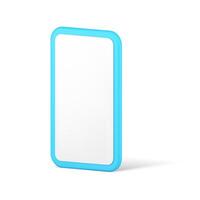 Modern blue mobile phone empty screen cyberspace communication device realistic 3d icon vector