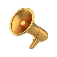 Golden megaphone premium marketing advertising public announce portable device 3d icon vector