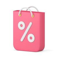 comercial márketing rosado papel compras bolso negocio Al por menor Tienda rebaja descuento 3d icono vector