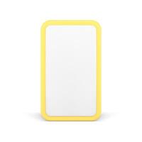 Yellow smartphone empty screen internet advertising template front view realistic 3d icon vector