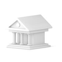 White antique public government house Greek Roman column facade realistic 3d icon isometric vector