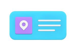 Location map user interface window quick tips smartphone desktop button menu 3d icon vector