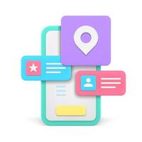 Smartphone location map application button user interface window label realistic 3d icon vector