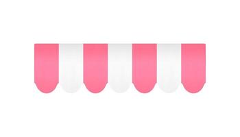 Grocery showcase striped window canopy awning canvas tent sun shade protect realistic 3d icon vector
