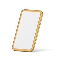 Golden premium smartphone empty screen internet advertising presentation realistic 3d icon vector