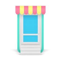 Smartphone app online shopping log in sign up entrance with window canopy awning 3d icon vector