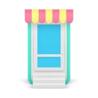 Smartphone app online shopping log in sign up entrance with window canopy awning 3d icon vector