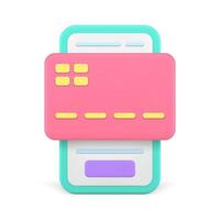 Credit card smartphone online shopping e money transaction banking application 3d icon vector