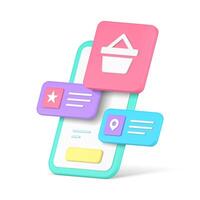 Shopping online store commercial retail smartphone application buttons 3d icon isometric vector
