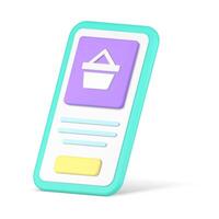 Online shopping smartphone app order buying service user interface realistic 3d icon vector