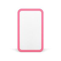 Pink touch screen smartphone empty screen internet promo presentation realistic 3d icon vector