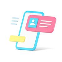 Smartphone user interface menu contact personal identification information button 3d icon vector