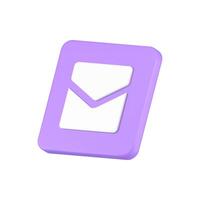 Unread incoming letter email enclosed envelope purple button isometric 3d icon realistic vector