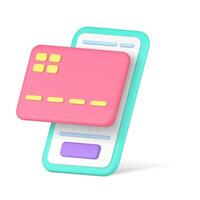 Smartphone payment credit card digital technology e money transaction 3d icon isometric vector
