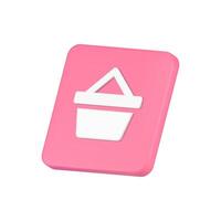 Pink shopping cart badge digital store user interface button displaced isometric 3d icon vector