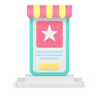 Best smartphone application screen digital store awning tent design star button 3d icon vector
