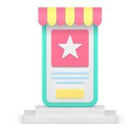 Best smartphone application screen digital store awning tent design star button 3d icon vector