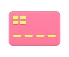 Pink credit card banking account e money financial security contactless payment 3d icon vector
