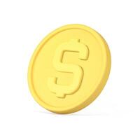 Yellow dollar coin cash American money financial independence displaced realistic 3d icon vector