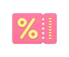 Sale discount commercial horizontal coupon percentage marketing branding promo 3d icon vector