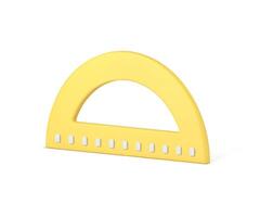 Protractor yellow mathematical angle tilt engineering drafting accuracy 3d icon realistic vector