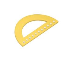 Yellow architecture drafting protractor plastic geometric corner ruler measurement 3d icon vector