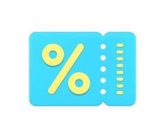 Online shopping sale discount loyalty card percentage special offer blue tag 3d icon vector