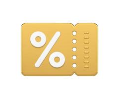 Golden shopping percentage coupon buying purchase special offer realistic 3d icon vector