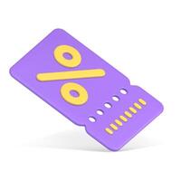 compras rebaja descuento púrpura cupón por ciento negocio especial oferta admisión lotería 3d icono vector