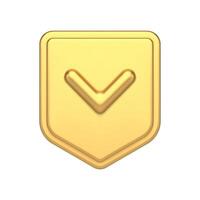Protective golden shield verification checkmark premium safety access realistic 3d icon vector
