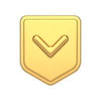 Protective golden shield verification checkmark premium safety access realistic 3d icon vector