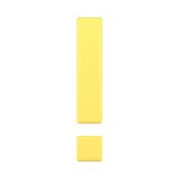 Yellow glossy exclamation mark attention warning caution sign front view realistic 3d icon vector