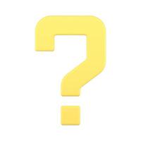 Question mark yellow ask point FAQ help problem solution information idea 3d icon vector