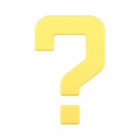 Question mark yellow ask point FAQ help problem solution information idea 3d icon vector