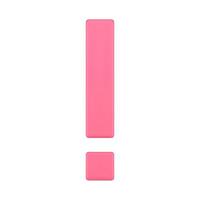Pink angled exclamation sign geometric 3d icon front view realistic illustration vector