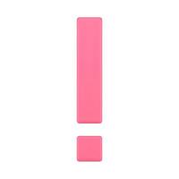 Pink angled exclamation sign geometric 3d icon front view realistic illustration vector