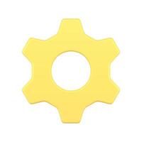 Cogwheel gear mechanism workflow setting engineering support yellow badge 3d icon vector
