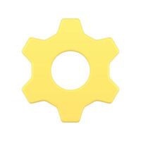 Cogwheel gear mechanism workflow setting engineering support yellow badge 3d icon vector